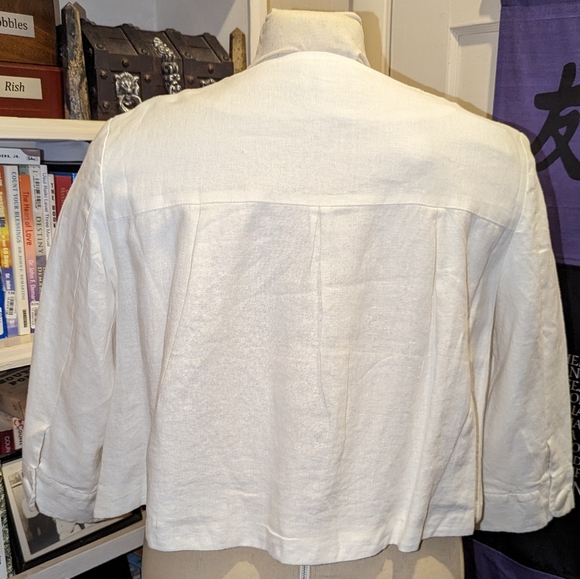 Spiegel Short Jacket size 16 lightweight linen cotton lined off-white - Picture 6 of 8